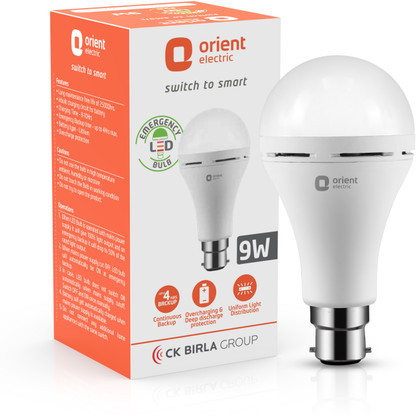 Orient Electric Emergency Bulb 9W, Energy Efficient,Ideal for powercuts 4 hrs Bulb Emergency Light (Cool White)