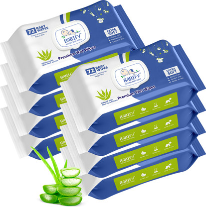 BabiFy Extra Soft Premium Baby Wipes With Aloe Vera | Rush & Paraben-Free (Pack of 8) (576 Wipes)