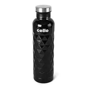 Cello Invictus Stainless Steel Double Walled Bottle, Hot and Cold, 700ml, Black | Leak Proof Flask with Durable DTP Coating for Travel, Office, Home