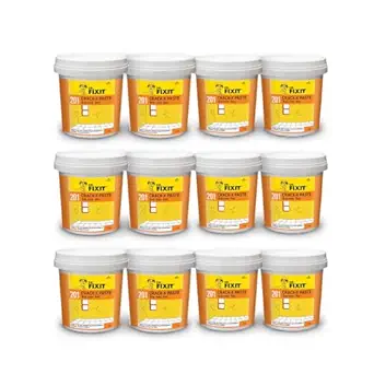 DR. FIXIT 201 Crack X Paste-1Kg, Ready to Use Filler for Internal & External Surface Cracks on Roofs, Walls - Flexible Putty With Excellent Bonding - Pack of 12, Acrylic