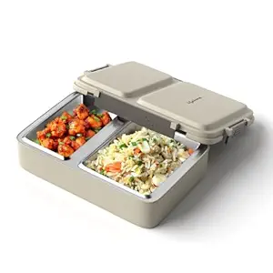Lifelong Lunch Box for Office Use | Tiffin Box for School & Work |2 Compartment Stainless Steel Tiffin Box| 700ml Leak-Proof Insulated Lunch Boxes for Kids & Adults(LLBLB02,Light Green)
