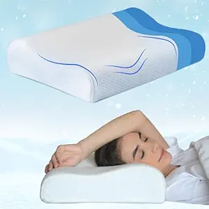 Sleepsia Breathable Cooling Gel Contour Memory Foam Pillow | 1 Year Warranty | Neck Support Cervical Pillow for Pain Relief - Orthopedic Ergonomic Support for Side, Back and Stomach Sleepers