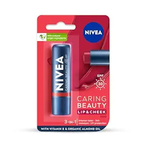 NIVEA Lip Caring Beauty Red Lip Balm | Lip & Cheek Tint with SPF 30