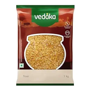 Amazon Brand - Vedaka Popular Unpolished Toor Dal | 1 Kg Pack | Naturally Rich Source Of Protein | Naturally Cholesterol-Free