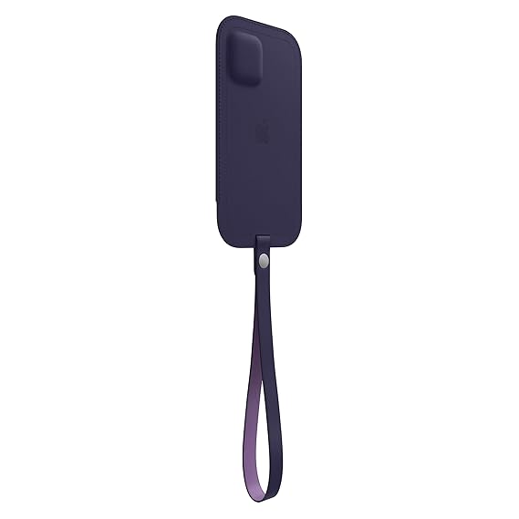 Apple Leather Sleeve Pouch Case with MagSafe for iPhone 12, 12 Pro (Deep Violet)