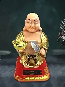 Market Flow Supplies Solar Powered Laughing Buddha for Car Dashboard