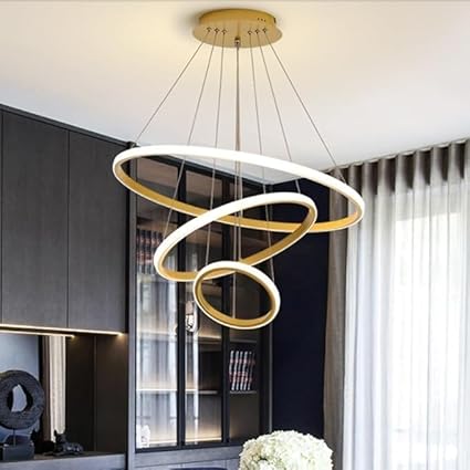 Desidiyau00AE Modern Double 3-Ring LED Pendant Light Lamp for Home & Living Spaces