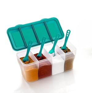 HAPPI Multipurpose Plastic 4 In 1 Masala Box for Kitchen