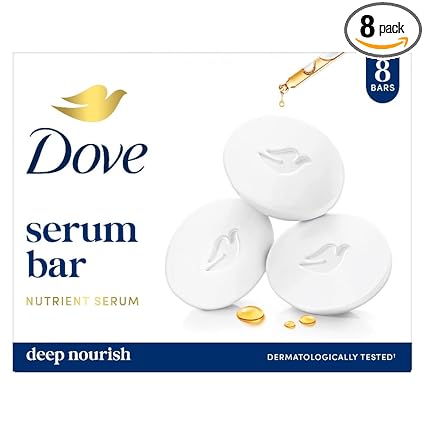 Dove Cream Bathing Beauty Bar with 1/4 Moisturising Cream For Soft, Smooth, Glowing Skin, 125 g (Pack of 8), White