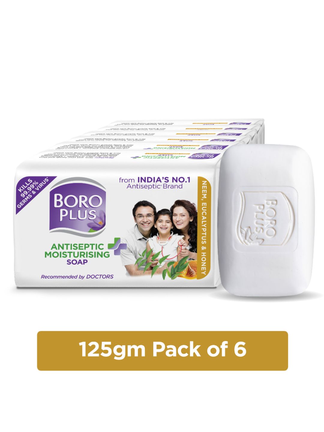 Set of 6 Antiseptic & Moisturising Soap with Neem & Honey - 125 g Each