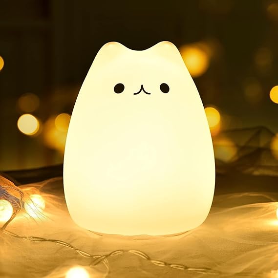 Desidiya Cute Kitty Night Light for Kids Rechargeable Silicone LED Lamp