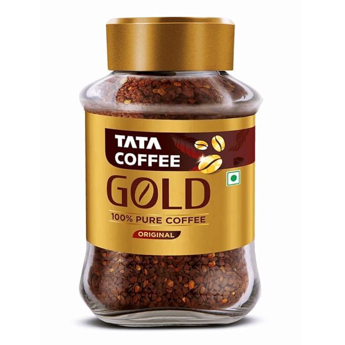 Tata Coffee Gold Original, Instant & Pure Coffee Jar, 90/95 Gm, Freeze-Dried, Rich & Strong, Specially Sourced Robusta And Arabica Bean