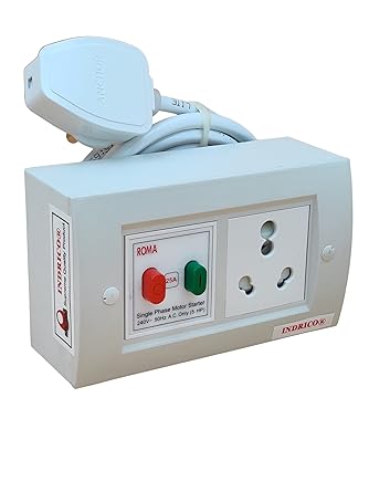 INDRICO 20A/15A/16 Amp Modular Extension Board for Heavy Duty with Starter for A.C. & Geyser PVC White Pack of 1 (2 Meter, 2 Ton AC)