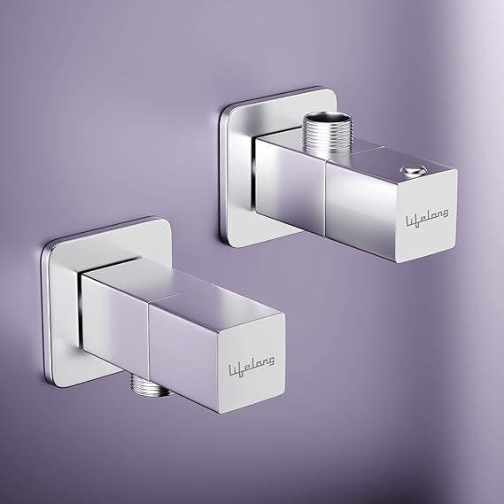 Lifelong Brass Angle Valve with Flanges | Pack of 2 | Durable & Corrosion-Resistant Bathroom Tap Fitting