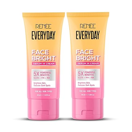 RENEE Everyday Face Bright Serum In Cream | Brighter, Hydrated Skin | Reduces Dark Spots, Even Skin Tone | With Niacinamide, Hyaluronic acid & Glutathione | Pack Of 2