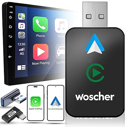 WOSCHER 2in1 Airlink Wireless Carplay Adapter|Android Auto Adapter for Car