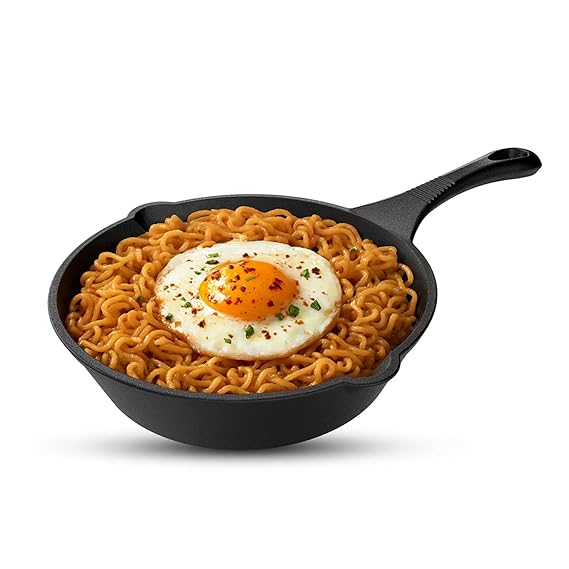 ROCA Pre-Seasoned Cast Iron Frypan | Cast Iron Skillet 6" or 15cm |Small Tawa Pan | Induction Frying Pan | Roasting & Sauteing | Omlette Pan | Rust-Resistant | Free Cotton Sleeves + Storage Bag