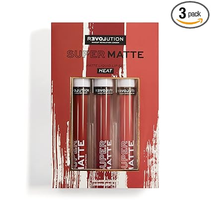 Makeup Revolution Lipstick Set Multi (Matte) Intensely Pigmented & Long-Lasting, Velvet Water Proof Lip Makeup, Vegan & Cruelty-Free (3)