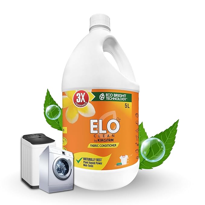 ELO Clean by Kikgerm Plant Based Fabric Conditioner (5 Litre) Natural, Eco-friendly, Non-toxic, Chemical-free, Biodegradable - Kids Safe, Skin Safe - Long Lasting Fragrance & Softness