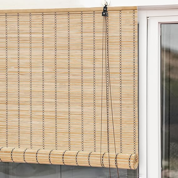 ABOUT SPACE Bamboo Curtain - W 4 ft x H 6 ft - Roll up Bamboo Curtain/Blinds