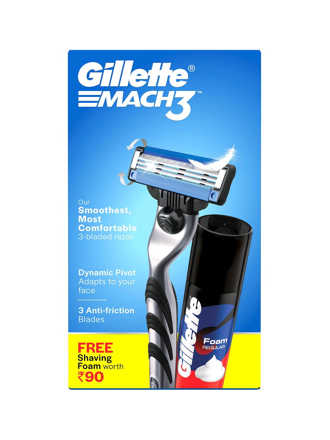 Mach 3 Savings Pack - Shaving Razor with Classic Pre Shave Foam 50g