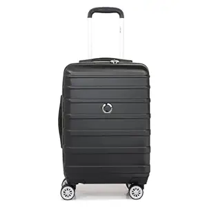 DELSEY PARIS Margot 55 cms Small Cabin Polycarbonate Hard Sided 8 Wheels Spinner Suitcase/Trolley Bag for Travel with TSA Lock- Black