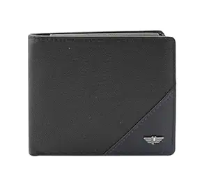 Police Men Navy Black Color Groix Over Flap Coin Leather Wallet