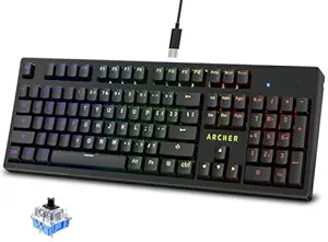 Archer Tech Lab Mechanical Gaming Keyboard, Clicky JERRZI Blue Switches