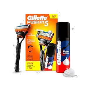 Gillette Fusion Manual Razor for Men for Perfect Shave and Perfect Beard Shape & Gillette Classic Regular Pre Shave Foam, 50g