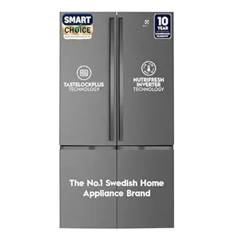Electrolux 600L SmartChoice Frost Free Inverter French Door Refrigerator, TasteLockPlus Technology, FlexStor, Matte Dark Grey Stainless Steel, UltimateTaste 700, EQE6000A-B