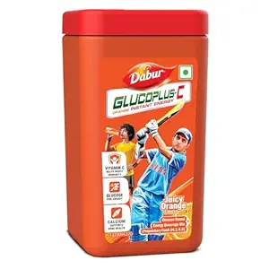 Dabur GlucoPlus-C Juicy & Tasty (Orange Flavour) Powder- 400g Jar | Boosts Immunity