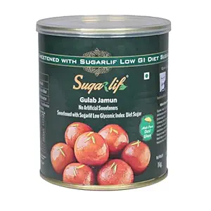 Sugarlif Desi ghee Gulab Jamun 1 Kg (Pack of 1) - Sweetened with Sugarlif Low GI Sugar
