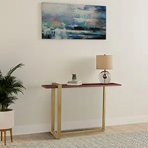 Solimo Uffot Console Table with Wooden Top (Solid Mango Wood and Iron)