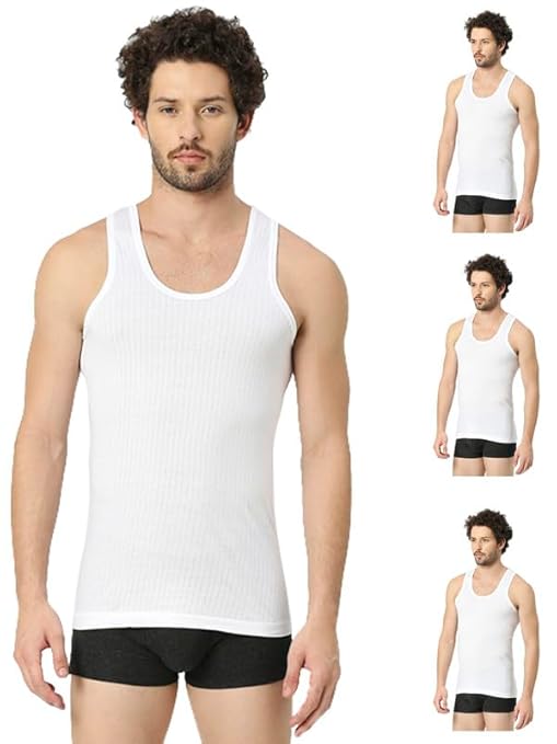 VIP Frenchie Men's Elite Cotton Rib White Vest