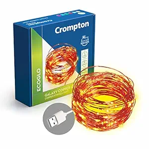 Crompton Galaxy Copper USB Powered String Fairy Lights with 100 Led Light