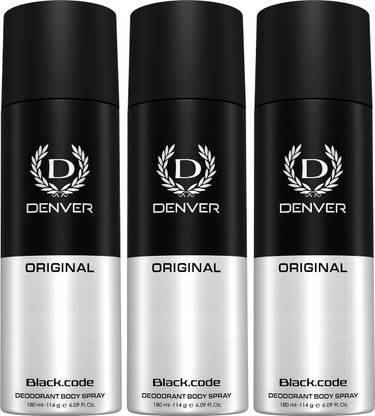 DENVER Black code Deodorant Spray - For Men (540 ml, Pack of 3)