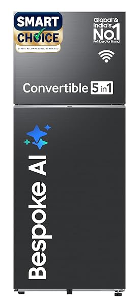 Samsung Smart Choice 467 L, 3 Star, Convertible 5-in-1, Digital Inverter, Frost Free Double Door, Bespoke AI WiFi Enabled Refrigerator (RT80F51C3KHL, Luxe Black)
