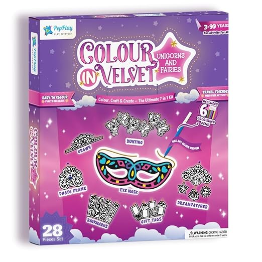 PepPlay Colour-in Velvet Unicorns and Fairies DIY Art & Craft Kit for Kids | Mess-Free Coloring Activity | Unicorn Gifts for Girls Age 3-10 | Princess Toys | Travel Toy | Rakhi Gift for Girls