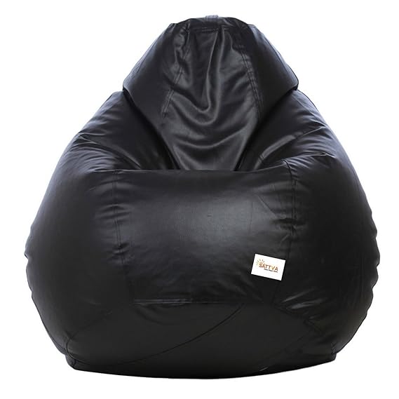Sattva Classic Leatherette Bean Bag Cover (Without Beans) XXL Size - Black