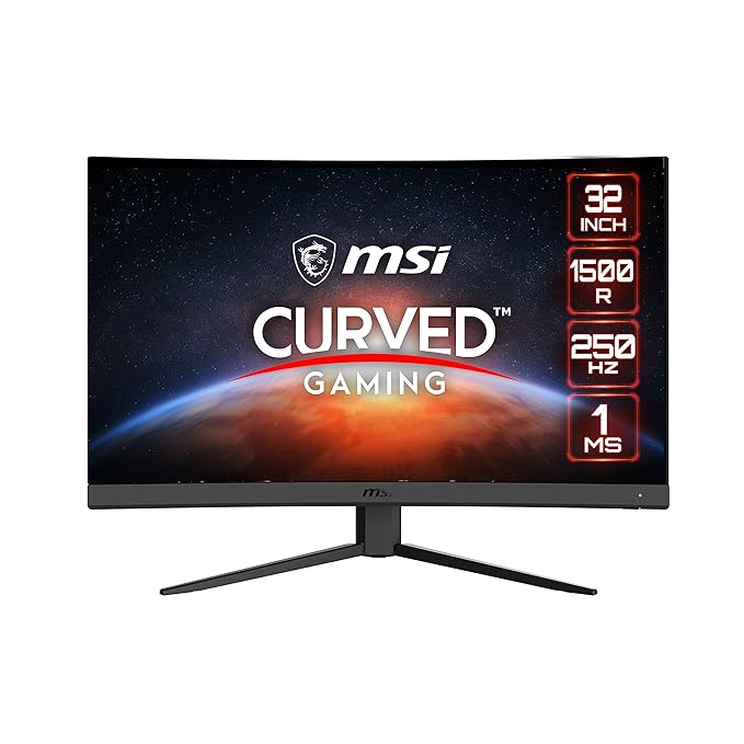 MSI G32C4X 32 Inch FHD Curved Gaming Monitor - 1500R, 1920 X 1080 Va Panel, 250Hz / 1Ms, AMD Freesync Premium, HDR Ready, Black