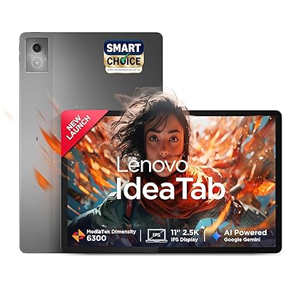 Lenovo Idea Tab Smartchoice |11" Display, 2.5K Resolution, 90Hz Refresh|8GB RAM, 256GB ROM| MediaTek Dimensity 6300| 7040mAh|4 Speakers| USB-C |Wi-Fi | Luna Grey