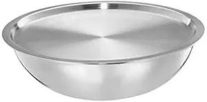 Amazon Brand - Solimo Stainless Steel Triply Tasla with Lid | 32cm | 6.7 L | Silver