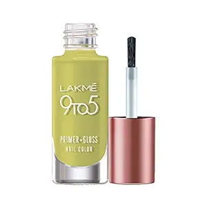 Lakm 9 to 5 Primer + Gloss Nail Colour, Lime Treat, 6 ml