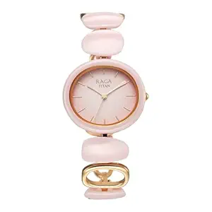 Titan Raga Ceramics Update Quartz Analog Pink Dial with Ceramic Strap Watch for Women
