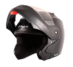 Vega Crux ISI Certified Flip-Up Helmet for Men and Women with Clear Visor(Black, Size:L)