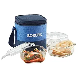 Borosil Prime Lunchbox with Bag | 2pc Square Container Set