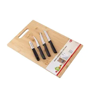 Pigeon by Stovekraft Large Natural Bamboo Cutting Board & Knife Set