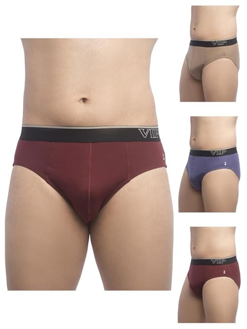 VIP Regal 1000 Men's Solid Cotton Briefs | Pack of 3 | Assorted Colours