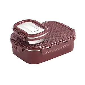 CELLO Matrix Medium Lunch Box, Maroon | Stainless Steel Lunch Box