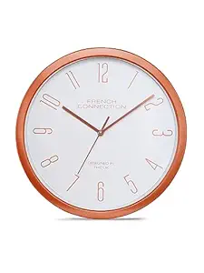 French Connection Stylish Analog Wall Clock for Home with White Dial - Size: 12 Inches - FCWC07-C